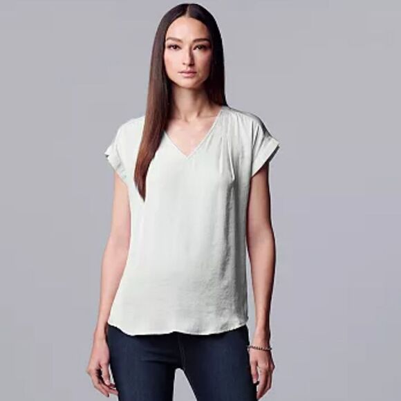 Simply Vera Wang Small V-Neck Top Lilac - Picture 1 of 7